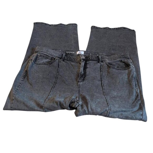DC jeans Black washed Stretch Denim Curvy Flared Wide Leg Pants with 5 Pockets - Picture 1 of 7